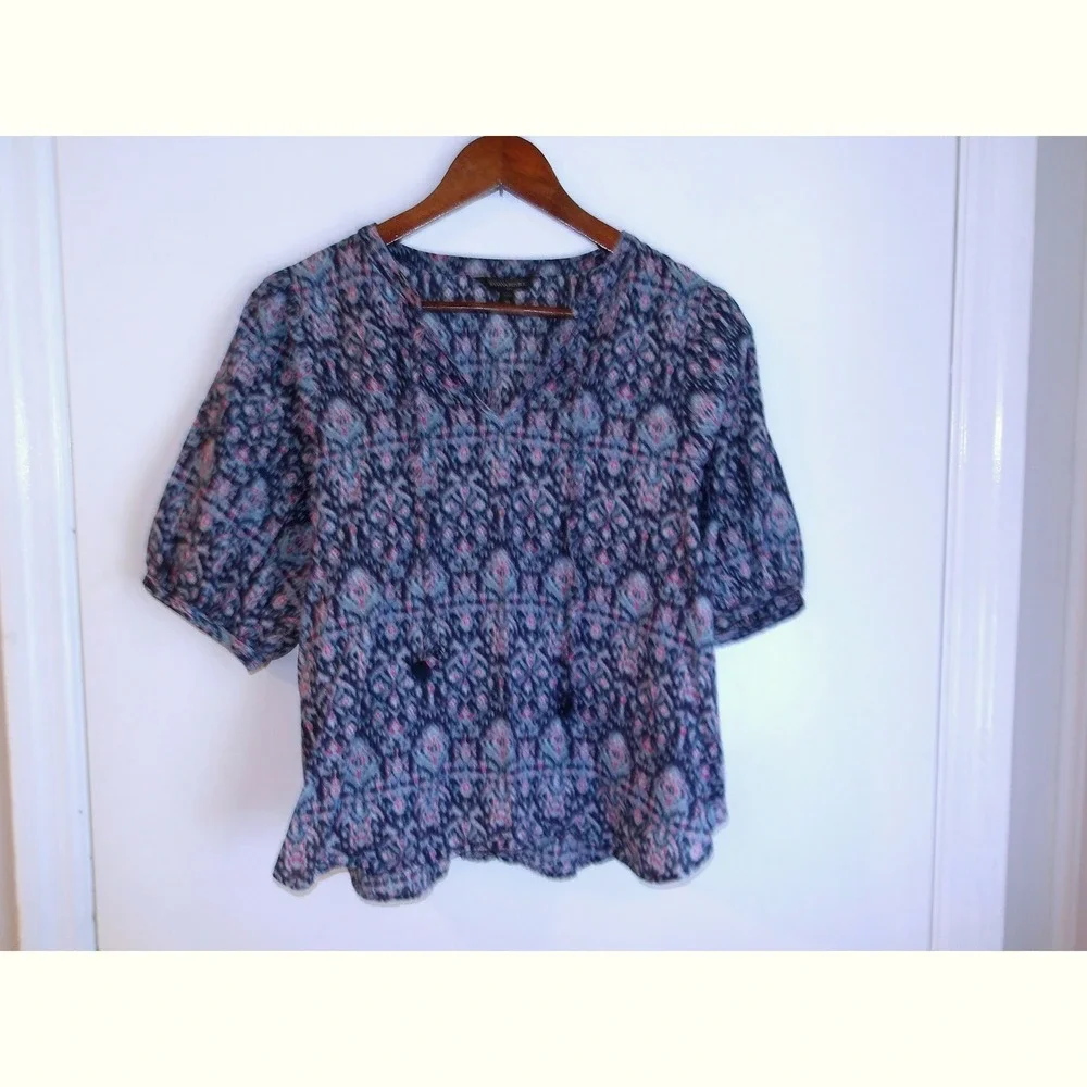 Banana‎ Republic Boho Peasant Top V-Neck Floral Print Blouse Size M / #5310